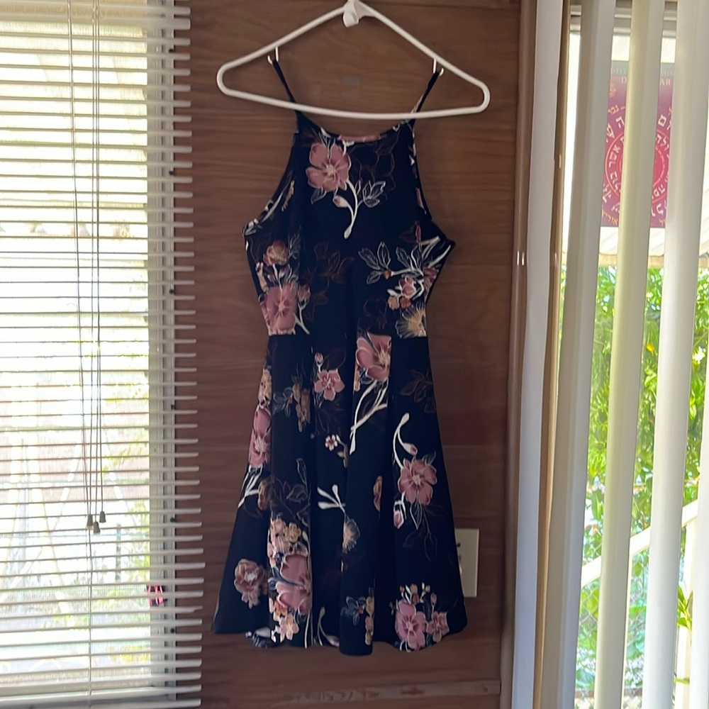 Dark Navy Blue w/ Floral pattern size Small dress